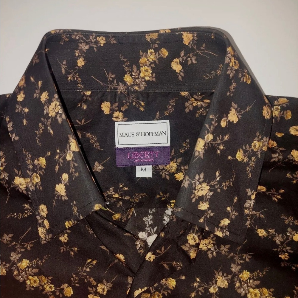 Maus Hoffman Liberty Shirt Mens Medium Made in USA Floral All over Print  Brown